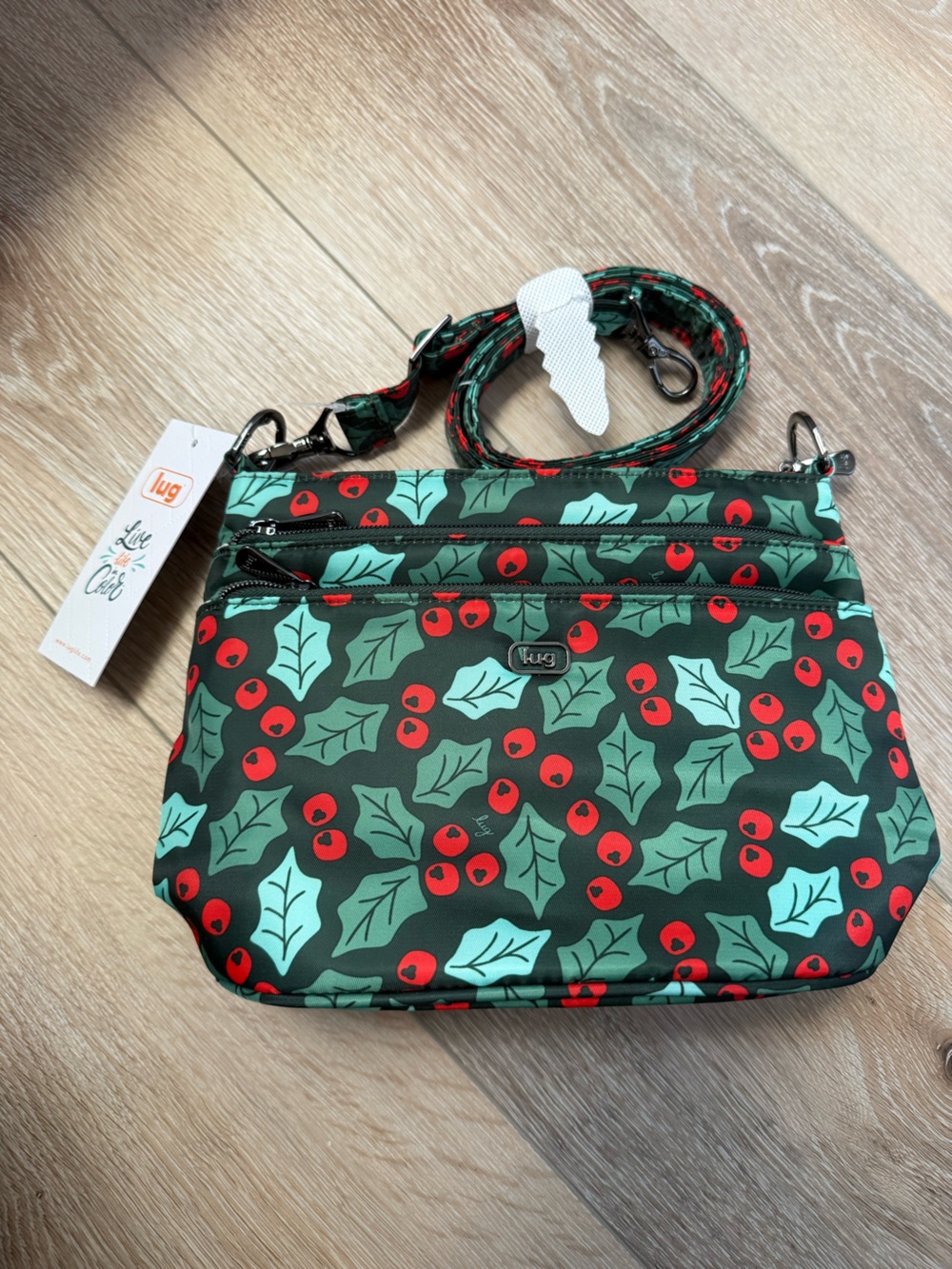 NWT Lug Corral Holly Leaves Crossbody Bag